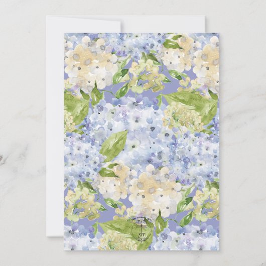 Périwinkle Blue White Hydrangea Fleurs Invitation (Dos)