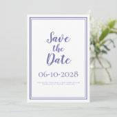 Periwinkle Blue White Modern Simple Chic Wedding Save The Date (Staand voorkant)