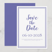 Periwinkle Blue White Modern Simple Chic Wedding Save The Date (Voorkant / Achterkant)