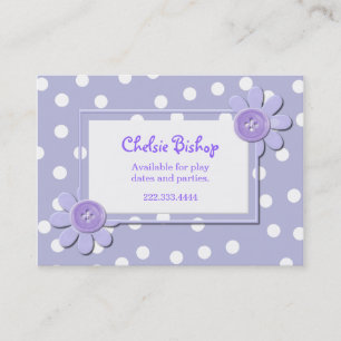 Periwinkle Blue & White Polka Dots Play-datumkaart Contactkaartje