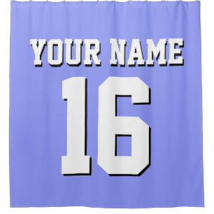 Periwinkle Blue White Sports Jersey Team Douchegordijn