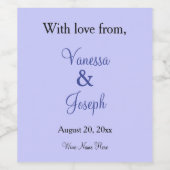 Periwinkle bruiloft dank u gunsten wijn etiket (Enkel label)