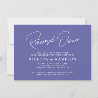 Periwinkle Budget Script Rehearsal Dinner Kaart