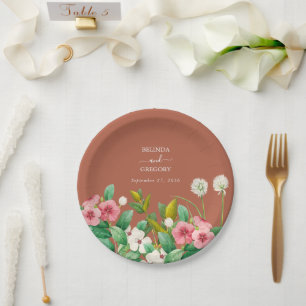 Periwinkle Burnt Oranje Terracotta Wedding Papieren Bordje