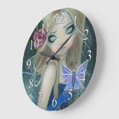 Periwinkle Butterfly Fairy Fantasy Art Wall klok (Hoek)