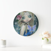 Periwinkle Butterfly Fairy Fantasy Art Wall klok (Huis)