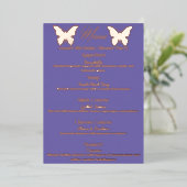 Periwinkle Butterfly-thema verjaardagsdiner Menu (Staand Voorkant)