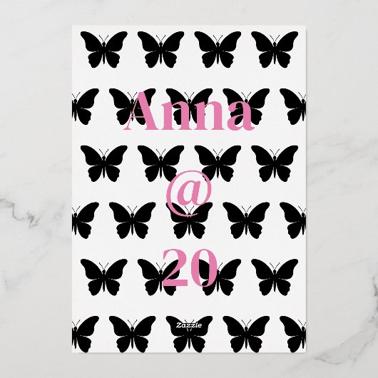 Periwinkle Butterfly-thema verjaardagsdiner Menu (Achterkant)