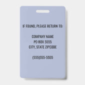 Periwinkle Corporate Logo Medewerker Fotobadge Badge (Back)