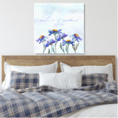 Periwinkle Daisies Waterverf Typography Wedding Canvas Afdruk (Insitu (Slaapkamer))