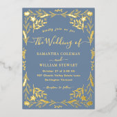Periwinkle Elegant Boho Modern Typography Wedding Folie Uitnodiging (Voorkant)