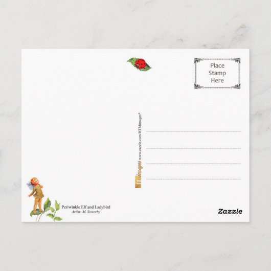 Periwinkle Elf en Ladybug Briefkaart (Achterkant)