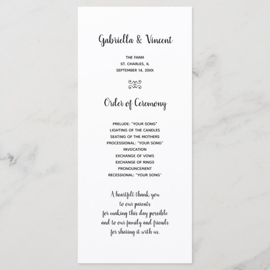 Periwinkle en Barn Wood Country Wedding Programme Programma (Achterkant)