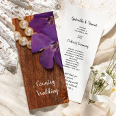 Periwinkle en Barn Wood Country Wedding Programme Programma