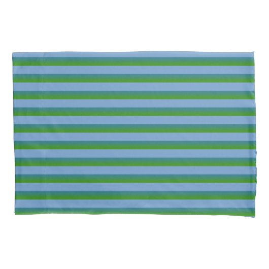 Periwinkle en Green Stripe Standard Pillow Hoesje Kussensloop (Voorkant)