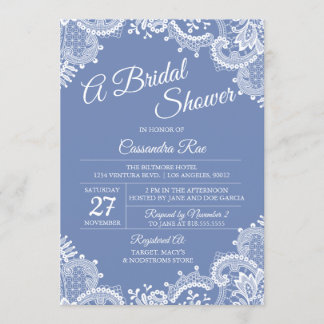 Periwinkle en Lace bruids douche uitnodiging