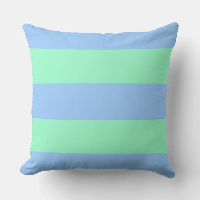 Periwinkle en Mint Green Stripes Kussen (Voorkant)