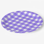 Periwinkle en witte gingham papieren bordje (Gekanteld)