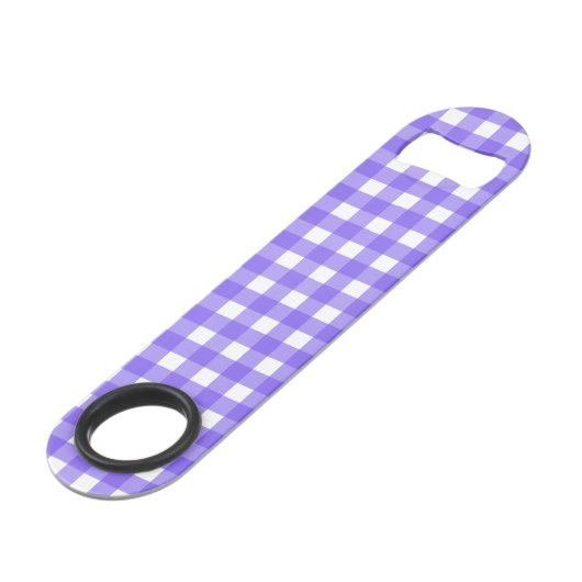 Periwinkle en witte gingham speed flessenopener (Voorkant Gekanteld)