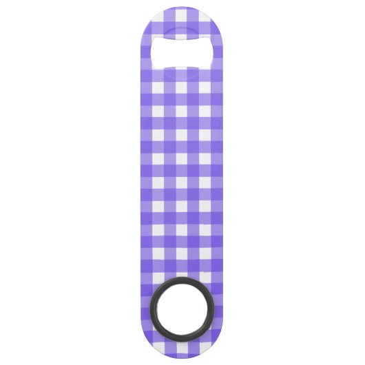 Periwinkle en witte gingham speed flessenopener (Achterkant)