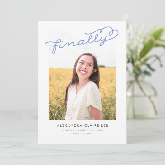 Periwinkle Finalement Faire-part de diplôme de pho (Debout devant)