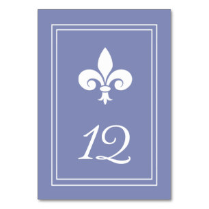 Periwinkle Fleur de Lis Table Number Card Kaart