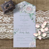 Periwinkle Floral Dinner All In One Uitnodiging