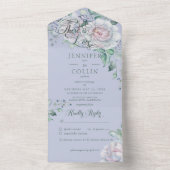 Periwinkle Floral Dinner All In One Uitnodiging (Binnen)