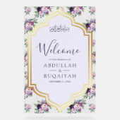 Periwinkle Floral Gold Muslim Wedding Welcome (Recto)
