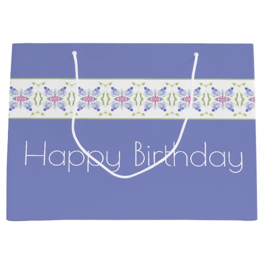 Periwinkle Floral Modern Groot Cadeauzakje (Voorkant)