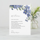 Periwinkle Floral Wedding Welkomstbrief Route Programma (Staand voorkant)