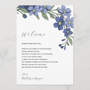 Periwinkle Floral Wedding Welkomstbrief Route Programma