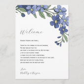 Periwinkle Floral Wedding Welkomstbrief Route Programma (Voorkant)