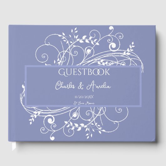 Periwinkle Flourish Wedding Guest Book Gastenboek (Voorkant)