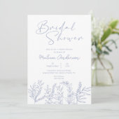 Periwinkle Flowers Boho Bridal Shower Uitnodiging (Staand voorkant)