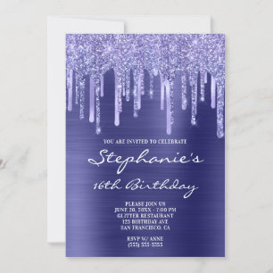 Periwinkle Folie en Glitter Drip 16th Birthday Kaart