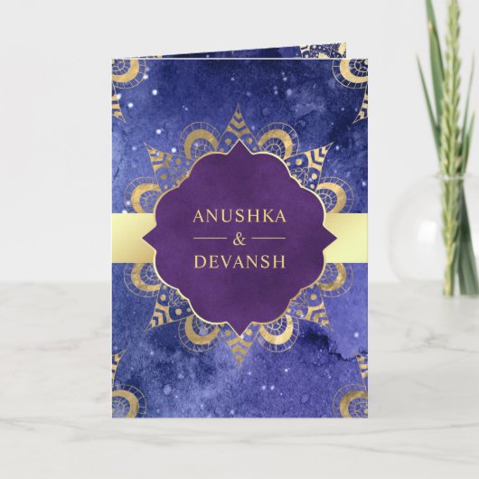 Periwinkle Galaxy Mandala QR Code Indian Wedding (Voorkant)
