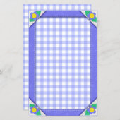 Periwinkle Gingham controleert  briefpapier (Voorkant / Achterkant)
