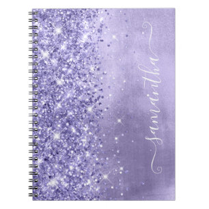 Periwinkle Glitter Lavender Blue Girly Signature Notitieboek