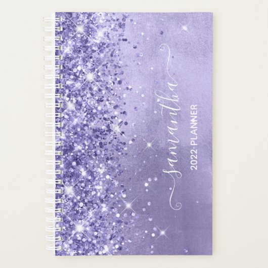 Periwinkle Glitter Lavender Blue Girly Signature Planner (Voorkant)