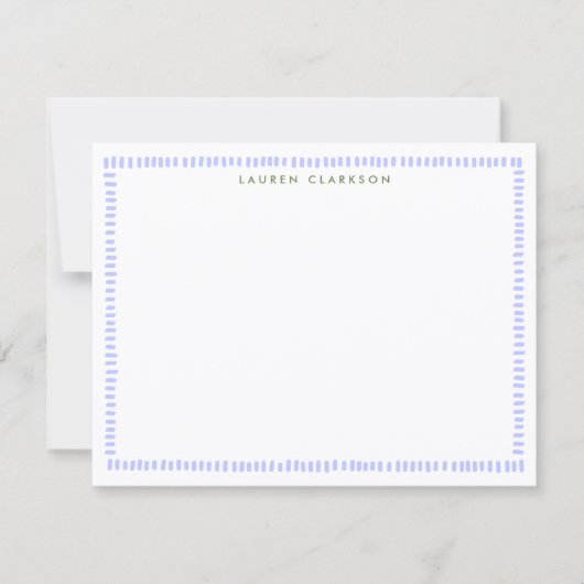 Periwinkle Hand-Painted Border Note Card Kaart (Voorkant)
