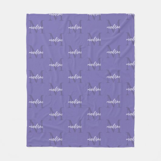 Periwinkle Herhalende Monogram Gepersonaliseerde N Fleece Deken (Voorkant)