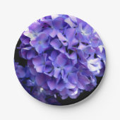 Periwinkle hydrangeas paardenbloemen blauwe bloeme papieren bordje (Voorkant)