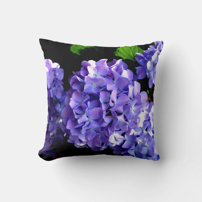 Periwinkle hydrangeas paarse blauwe bloem kussen (Voorkant)