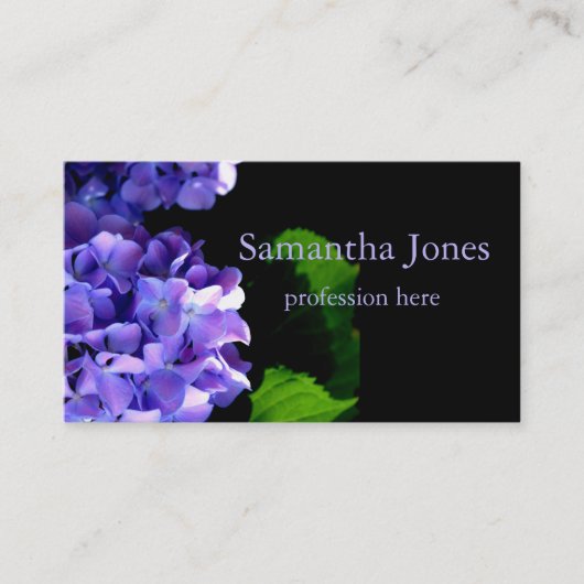 Periwinkle hydrangeas paarse blauwe bloem visitekaartje (Voorkant)