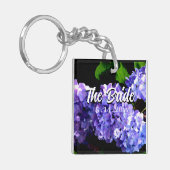 Periwinkle hydrangeas paarse blauwe bloemen Bride Sleutelhanger (Voorkant Links)