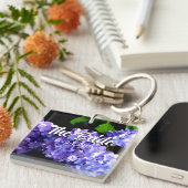 Periwinkle hydrangeas paarse blauwe bloemen Bride Sleutelhanger (Voorkant Rechts)