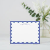 Periwinkle & Icy Blue Wavy Border Note Card Kaart (Staand voorkant)