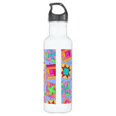 Periwinkle Lavender Quilt Patchwork Blocks Art Waterfles (Achterkant)