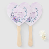 Periwinkle Lila Peony Wreath Weddenschap Custom Handwaaier (Voorkant en achterkant)